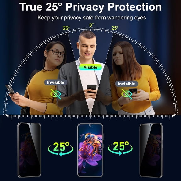 UYWGF-Privacy Screen Protector for Samsung Galaxy S26 Plus, 9H Tempered Glass Anti-Spy Screen Protector with Fast Alignment Tray, Fingerprint Unlock, Bubble-Free Easy Install, Case Friendly, 3+2 Pack
