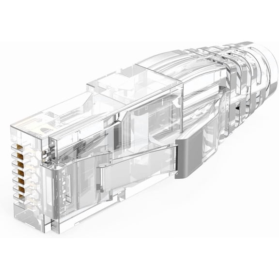 UYWGF-RJ45 Connectors, 100-Pack Cat6 Connector, Cat6/Cat5 8P8C Modular Plug Ends with Relief Boots for Solid Wire and Standard Cable, Transparent