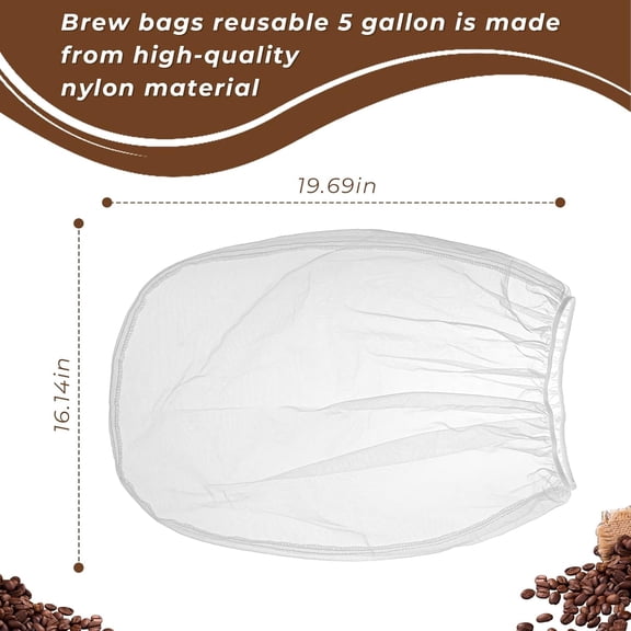 UYWGF-Replacement Toddy Filter Bag Compatible with Toddy Cold Brew System for 5 Gallon Cold Coffee Brew Filter Replacement Strainer Bag - Reusable (2 Pack)