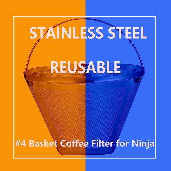 UYWGF-Reusable #4 Cone Coffee Filters for Ninja Dual Brew Pro Coffee Makers,Compatible with Ninja CFP301 CFP201,8-12 Cup Stainless Steel Basket
