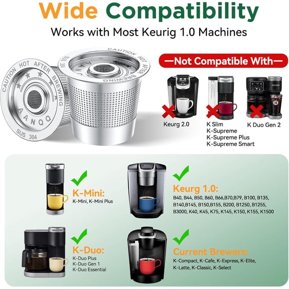 UYWGF-Reusable K Cups for Keurig: 4-Pack Upgraded Dual-Layer Mesh Stainless Steel K Cup - Refillable Metal Coffee Pods Filter Fit Keurig 1.0 Coffee Maker - Richer Coffee/NO-Residue/Eco-Friendly