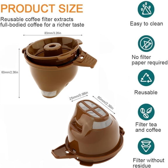 UYWGF-Reusable Single Serve Coffee Filter Capsules 2PC, Coffee Pods Coffee Brew Baskets for FlexBrew Coffee Maker Models 49974 49975 49976 49979 49950 49966 49957 49954 49947 49940 Filter Part