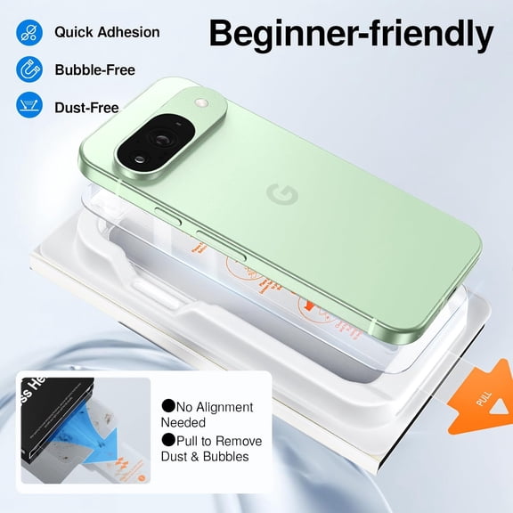 UYWGF-Screen Protector for Google Pixel 9 (3 Pack) + Camera Lens Protector, HD Tempered Glass, Fingerprint Unlock Friendly, 9H Military-Grade Protection, Scratch & Drop Resistant