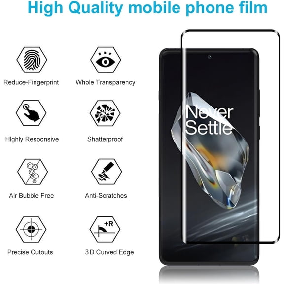 UYWGF-Screen Protector for Oneplus 12(Not for 12r,12 Pro), 3 Pack Tempered Glass Film with 2 Pack Lens Protector,9H Hardness,3D Curved Full Coverage, Scratch-Resistant,HD