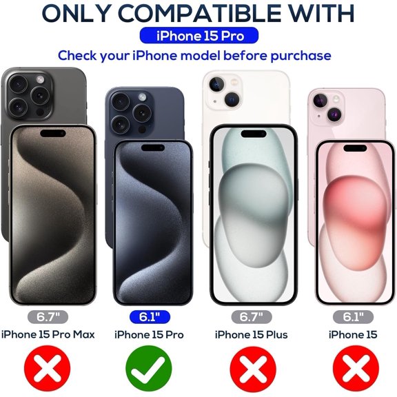 UYWGF-Screen Protector for iPhone 15 Pro (6.1 inches) Blue Light Blocking, Anti-Reflective Shatterproof HD Tempered Glass with Easy Installation Tray,Touch Sensitive,9H,2 Pack