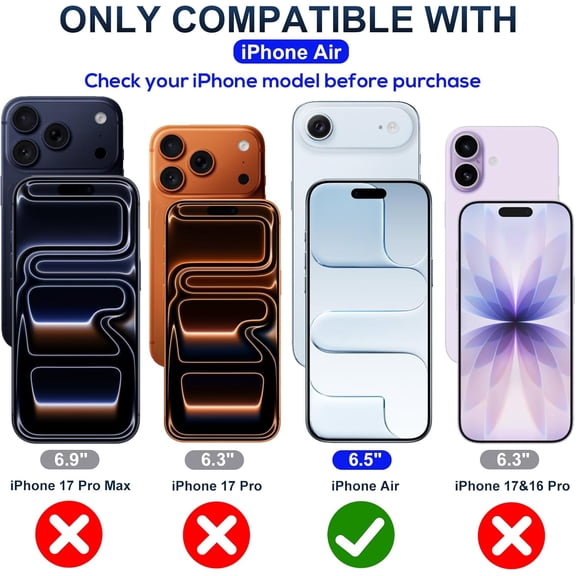 UYWGF-Screen Protector for iPhone Air(6.5 inches) Blue Light Blocking, Anti-Reflective Shatterproof HD Tempered Glass with Easy Installation Tray,Touch Sensitive,9H,2 Pack