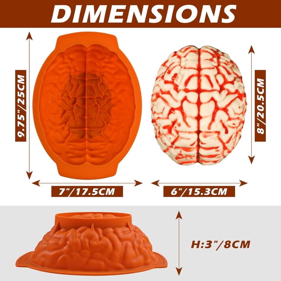 UYWGF-Silicone Brain Mold, Large Brain Cake Mold, 3" Deep Cake Pan with Support Base for Halloween Candy Chocolate Jelly or Pudding