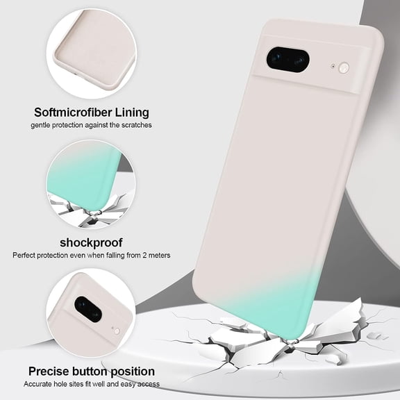 UYWGF-Silicone Case Compatible with Google Pixel 7, Full Body Silky Soft Touch Phone Case with Camera Protection, Shockproof Cover with Microfiber Lining, Off White