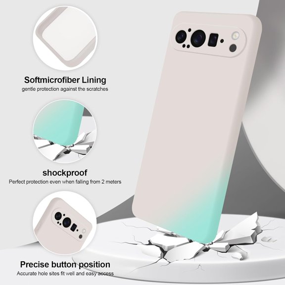 UYWGF-Silicone Case Compatible with Google Pixel 9 Pro, Full Body Silky Soft Touch Phone Case with Camera Protection, Shockproof Cover with Microfiber Lining, Off White