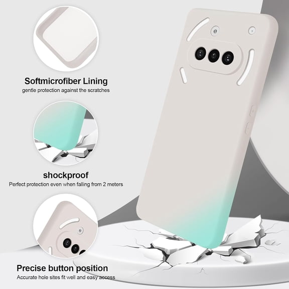 UYWGF-Silicone Case Compatible with Nothing Phone 3a, Full Body Silky Soft Touch Phone Case with Camera Protection, Shockproof Cover with Microfiber Lining, Off White