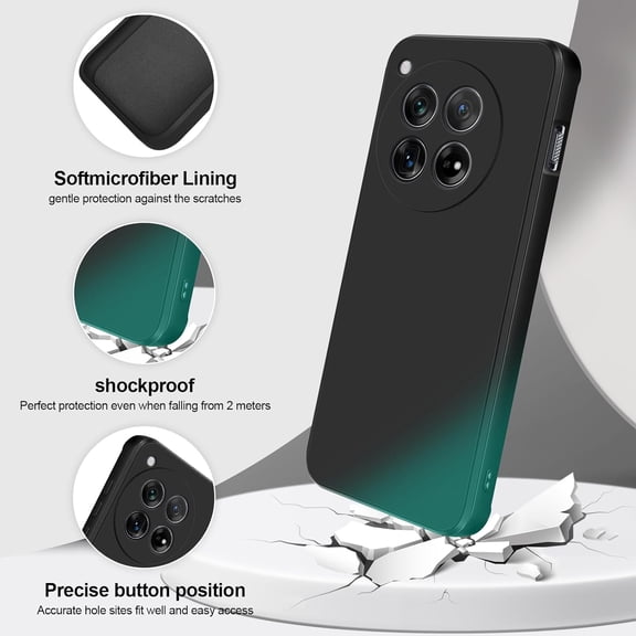 UYWGF-Silicone Case Compatible with Oneplus 12, Full Body Silky Soft Touch Phone Case with Camera Protection, Shockproof Cover with Microfiber Lining, Black