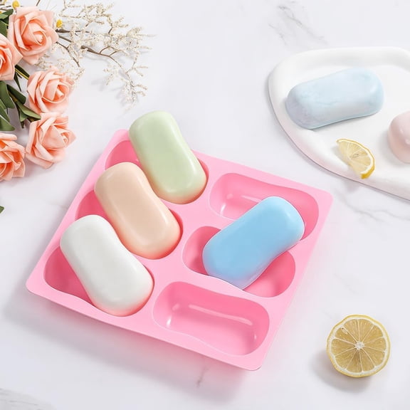 UYWGF-Silicone Soap Molds 2 Packs, DIY Soap Molds for Soap Making, 6 Cavity Mold for Homemade Craft Soap Mold, Bath Bombs