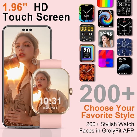 UYWGF-Smart Watch for Women Men (Answer/Make Call), 1.96" HD SmartWatch,IP68 Waterproof 100+ Sport Fitness Tracker, Activity Tracker with Sleep Monitor/SpO2/Heart Rate/Pedometer for Android iOS