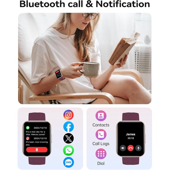 UYWGF-Smart Watch for Women with Call Function, Pedometer, Sleep Tracker, 100+ Sports Modes, Steps and Calories Counter, Waterproof