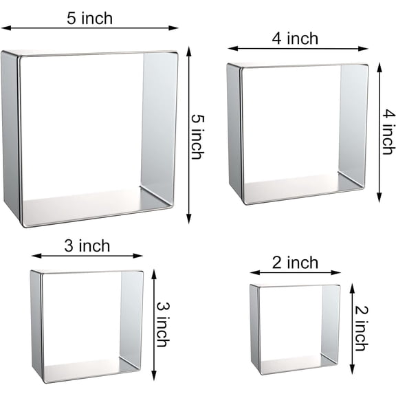 UYWGF-Square Cookie Cutter Set Large - 5 Inch, 4 Inch, 3 Inch, 2 Inch - Geometric Frame Plaque Cookie Cutters Shapes Biscuit Molds - Stainless Steel