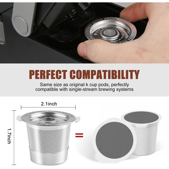 UYWGF-Stainless Steel Reusable K Cups for Keurig, Refillable K Cup Coffee Pods, Micro-Mesh Filtration Design (2-Pack)