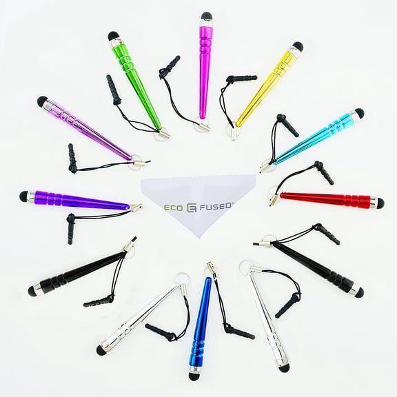 UYWGF-Stylus Pen Bundle 12 Pack/Short Stylus Pens with 3.5mm Jack Connector - Compatible with All Capacitive Touchscreen Devices - for iPad, iPhone, Samsung Phones, Tablets, Android Tablets and More