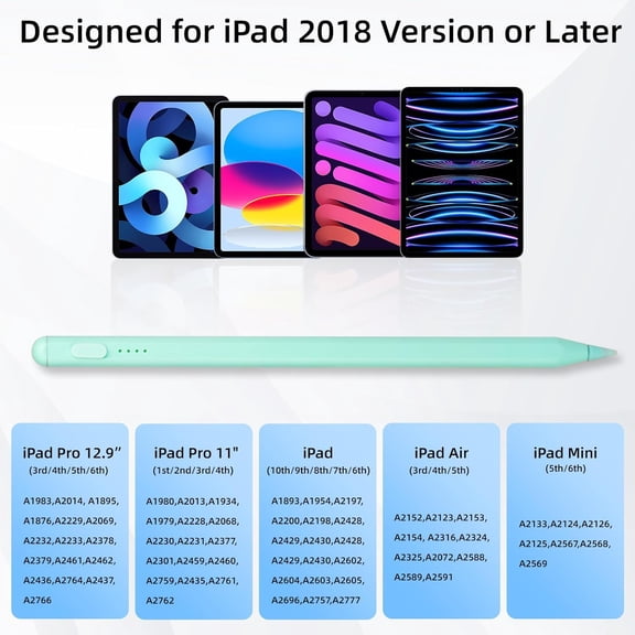 UYWGF-Stylus Pen for iPad, with tilt-Pressure Sensitivity and Multi-Point Anti-False-Touch Function. 20-Minute Fast Charging for 2018-2026 iPad/mini/Pro/Air (Green)