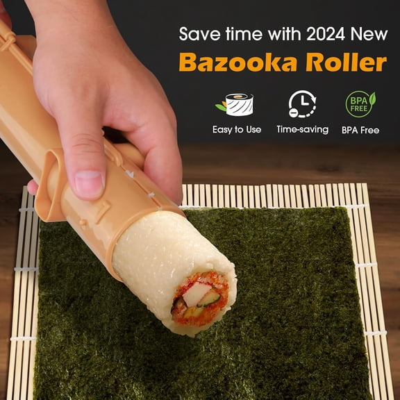 UYWGF-Sushi Making Kit,1 Bamboo Sushi Mat,1 Rice Bazooka, 5 Pairs of Chopsticks, 2 chopsticks holder,1 Paddle, 1 Spreader, ideal gift for Sushi making Beginner