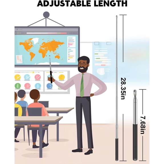 UYWGF-Telescopic Teaching Pointer for Teachers, 1 Pack Black Pointer with Felt Tip for Infrared Whiteboards Only, Extendable Handheld Presenter for Classroom, Blackboard, Display  39 Inch Lengt