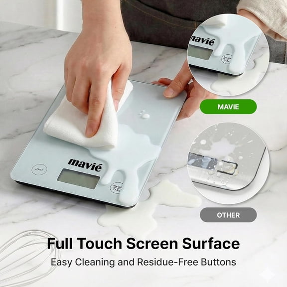 UYWGF-Tempered Glass Kitchen Scale with Touch Controls, 7 Unit Conversions, 5kg Capacity, Non-Thermal Transfer, Auto Calibration & Precision Tare, Digital Glass Platform Scale (Gray)
