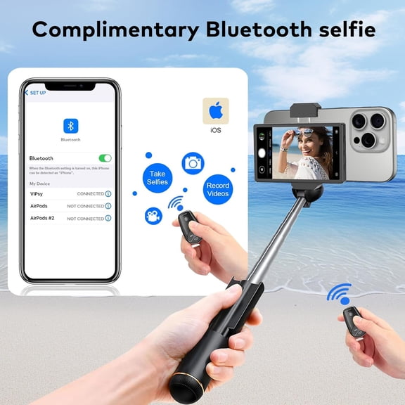 UYWGF-Vlog Selfie Monitor Screen for iPhone & Android, Aluminum Alloy Clip with 1/4 inch Hole,2000mAh Back Camera Monitor Phone with Bluetooth Remote