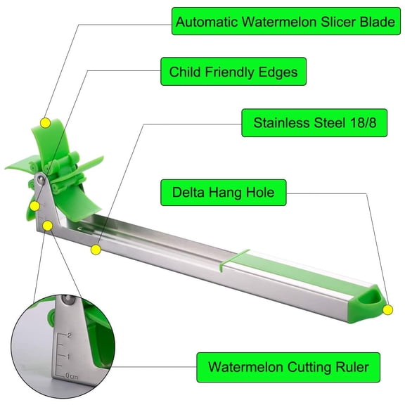 UYWGF-Watermelon Windmill Cutter Slicer, Stainless Steel Shape Fruit Tools Quickly Cut Tool Kitchen Gadgets with Melon Scoop