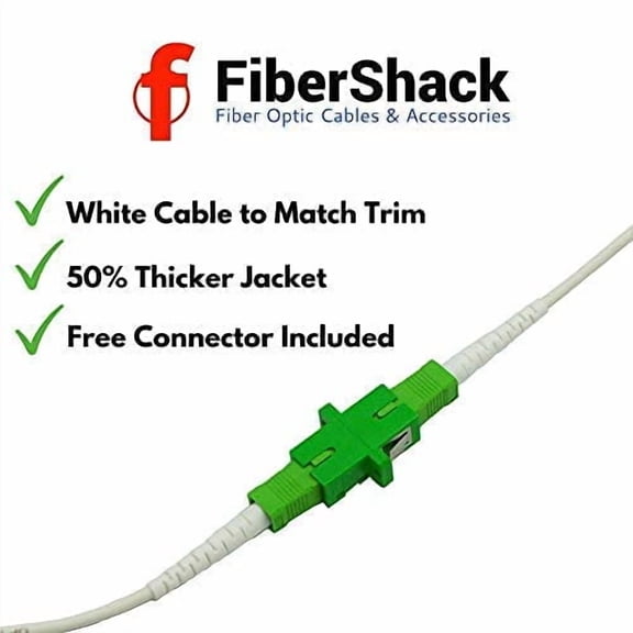 UYWGF-White SC/APC to SC/APC Fiber Optic Patch Cable - FTTH Home Fiber Internet (100 feet - 30M)