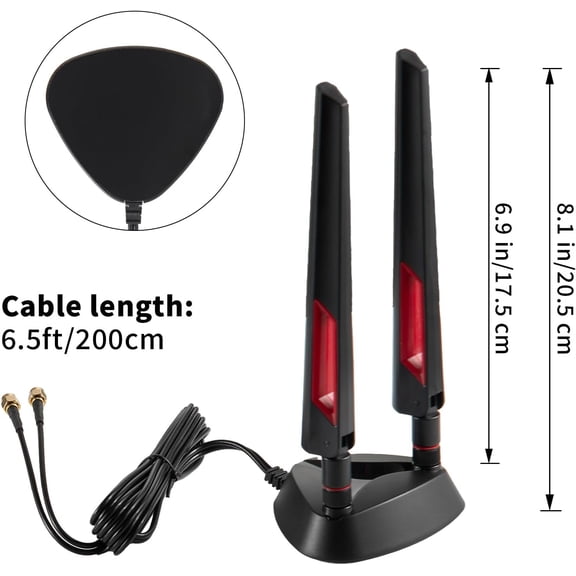 UYWGF-WiFi 6 6E Tri-Band 2.4GHz/5GHz/6E Magnetic Base Antenna for PC Desktop Computer Motherboard WiFi Router, Eifagur
