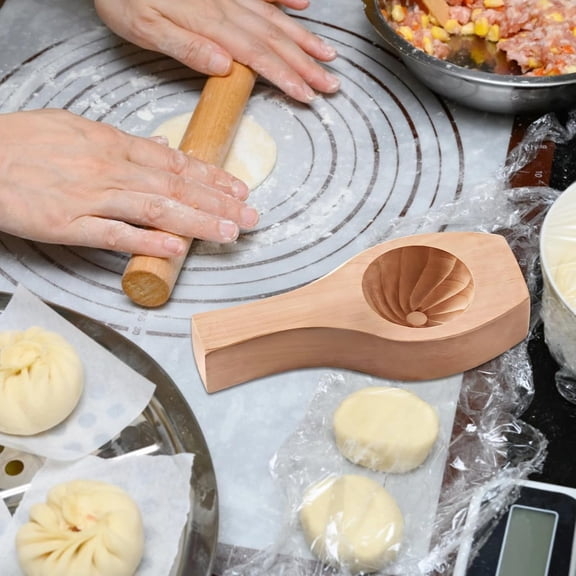 UYWGF-Wooden Baozi Mold Set, 2 PCS Large and Small Handmade Dumpling Molds, Classic Steamed Bun Press, Easy Dough Shaping Tool for Chinese Bao, Xiaolongbao, Home Kitchen Baking