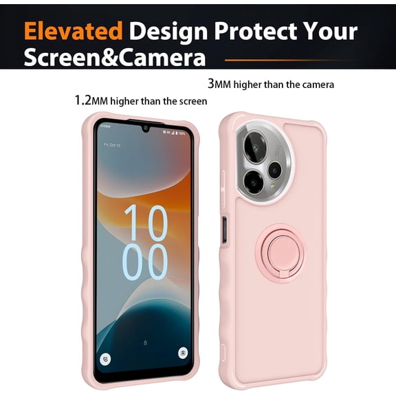 UYWGF-for ATT Motivate Pro 2 5G Case Compatible for Cricket ICON PRO 2026 / Icon 7 5G / Outcast 2 5G Phone Case Cover [with Tempered Glass Screen Protector][ 2MM Thickening][Ring Support] Pink