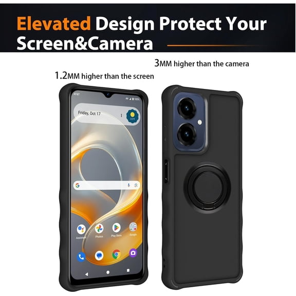 UYWGF-for Cricket Icon 2026 Case Compatible for ATT AT&T Propel 3 5G Phone Case Cover [with Tempered Glass Screen Protector][ 2MM Thickening Super Protection][Ring Support] Black