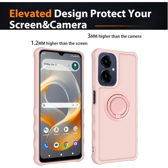 UYWGF-for Cricket Icon 2026 Case Compatible for ATT AT&T Propel 3 5G Phone Case Cover [with Tempered Glass Screen Protector][ 2MM Thickening Super Protection][Ring Support] Pink