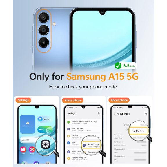 UYWGF-for Galaxy A15 5G Phone Case: [Compatible with Magsafe] [Screen Protector] Matte Translucent Military-Grade Protection for Samsung A15 Cover - Blue