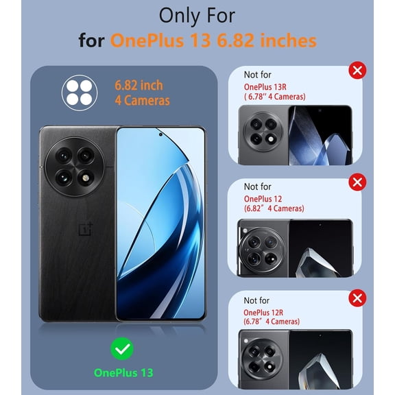 UYWGF-for OnePlus 13 Case: 14FT Heavy Duty Military Grade Drop Protection for One Plus 13 Case, Non-Slip Anti-Fingerprint Shockproof Matte Soft TPU Phone Cover - Black