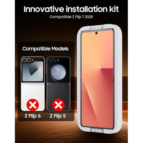 UYWGF-for Samsung Galaxy Z Flip 7 Screen Protectors, 2 Pcs Inner Screen TPU Protective Film [Installation Kit] + 2 Pcs Outer Screen Tempered Film, Durable, Scratch Resistant, Bubble Free, Newbie Frie
