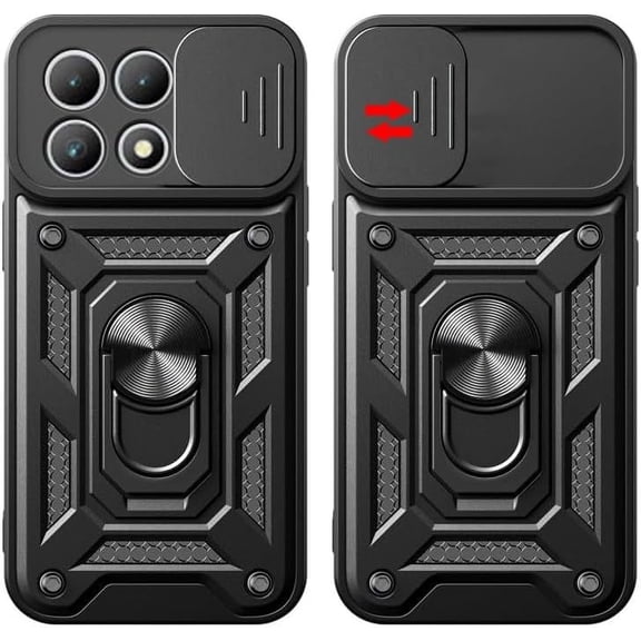 UYWGF-for T-Mobile Revvl 7 5G Phone Case | 2 Pack Tempered Glass Screen Protector, Military-Grade, Heavy Duty Protective, Lens Protects, Magnetic Kickstand Holder Black
