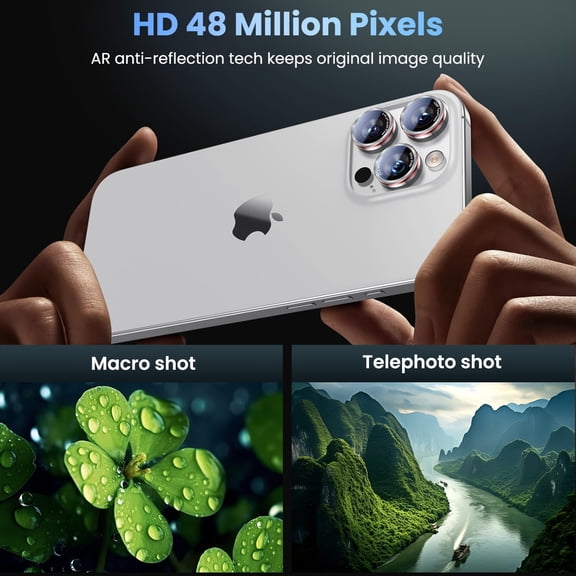 UYWGF-for iPhone 13 Pro Max/13 Pro Camera Lens Protector - [2025 Design] Military-Grade Tempered Glass Metal Camera Cover, Outdoor/Travel/Daily Use, Silver+Red