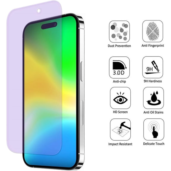 UYWGF-for iPhone 15, Anti Blue Light [Eye Protection] Tempered Glass Screen Protector
