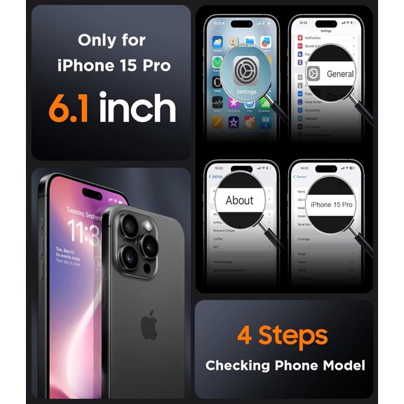 UYWGF-for iPhone 15 Pro Case, Magnetic Translucent Matte Case with 2PCS Tempered Glass Screen Protector Slim Phone Case for iPhone 15 Pro 6.1'', Black