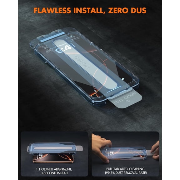UYWGF-for iPhone 15 Pro Screen Protector 3-Pack: 9H Military Tempered Glass, Easy Installation, Anti-Glare Full Coverage, Anti-Fingerprint