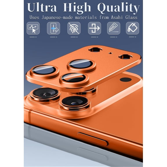 UYWGF-for iPhone 17 Pro Camera Lens Protector, Strong Adhesion Aluminum alloy & Sapphire Glass material [Drop Protection] 9H Tempered Glass Camera Cover screen Metal Ring Case Friendly Scratch Resist