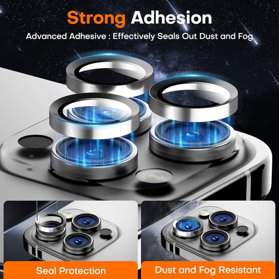 UYWGF-for iPhone 17 Pro/iPhone 17 Pro Max Camera Lens Protector, Tempered Glass Screen Protector Metal Individual Camera Cover Accessories [Anti-drop] Case Friendly- Silver