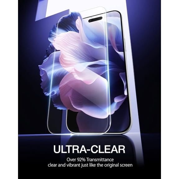 UYWGF-for iPhone Air Screen Protector 6.5-Inch, 2 Pack 9H Hardness HD Clear Tempered Glass Military Grade Shatterproof, Anti-Scratch, with Easy Installation Tool