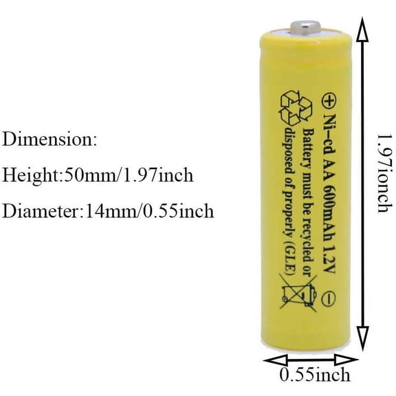 UYWGF-ni-cd aa 600mah 1.2v Rechargeable Battery for Solar 2A Solar Batteries for Outdoor Solar Lights (8 Pack AA Yellow)