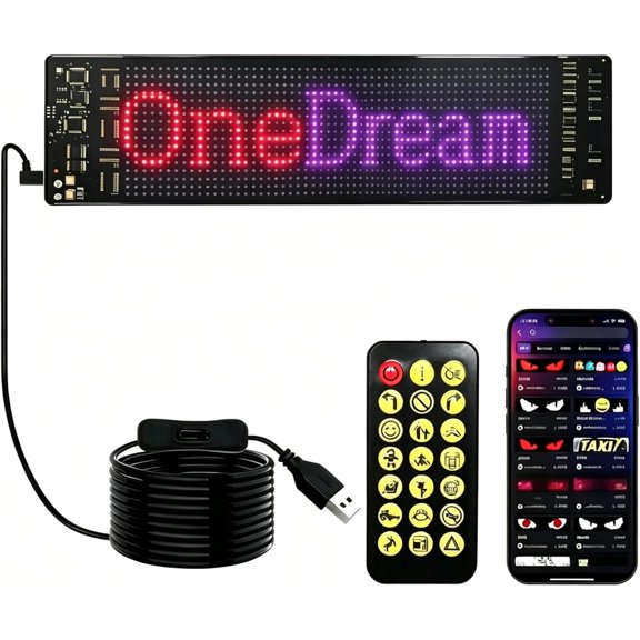 UYWGN-Programmable LED Sign 15''*4'',16 * 64 dot Matrix Pixels,Holiday Electronic Sign, APP Control, Text Pattern Animation Customizable, High Bright, Bluetooth 5, Business, Advertising,Festival LED