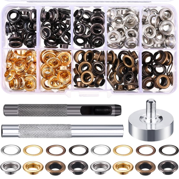 UYWZQ-1/4 Inch Grommet Kit 200 Sets Grommets Eyelets with 3 Pieces Install Tool Kit an