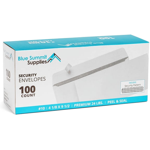 UYWZQ-100 No. 10 Self Seal Security Envelopes - Designed for Secure Mailing - Security Tinted with Printer Friendly Design - Number 10 Size 4 1/8 x 9  Inch (100 Pack)