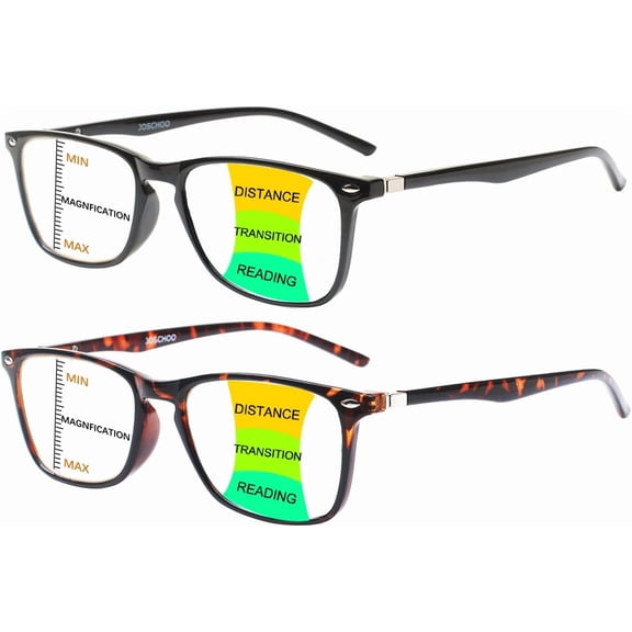 UYWZQ-2 Pack Progressive Multifocus Reading Glasses Men and Women Computer Blue Light Blocking Anti Eyestrain Readers