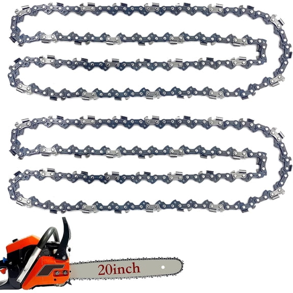 UYWZQ-2 Packs 20 Inch Chainsaw Chains 3/8" Pitch .050" Gauge 72 E Drive Links Fits Husqvarna 455 Rancher, 460 Rancher, Stihl MS391 MS311 33RS-72, Poulan PR5020 - E72